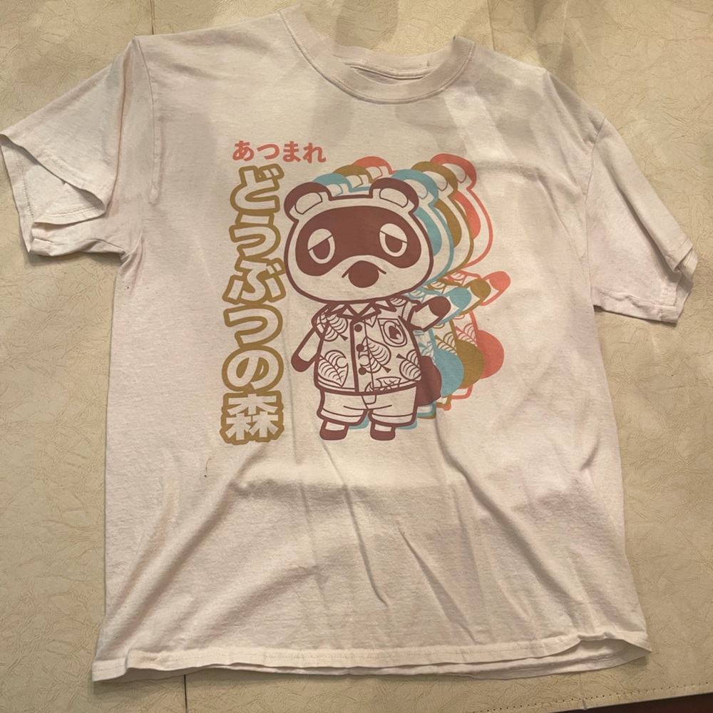 Animal Crossing Graphic Tee with Multicolor Tan & Blue Character